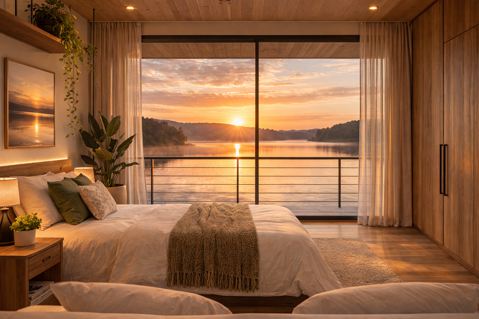 Dormitorio frente al lago